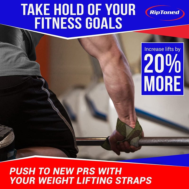 Rip Toned Performance Wrist Straps for Weightlifting â€“ 23" Padded Lifting Straps for Men & Women â€“ Cotton Gym Straps for Deadlifts, Strength Training, Bodybuilding & Powerlifting â€“ Blue/Black - Image 3
